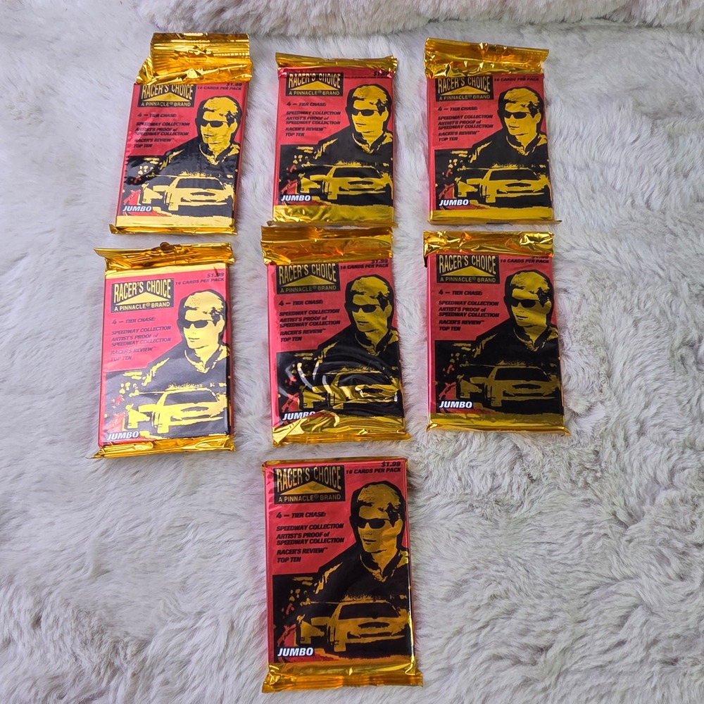 Lot of 7 1996 Pinnacle Racers Choice Jumbo Packs NASCAR Sealed